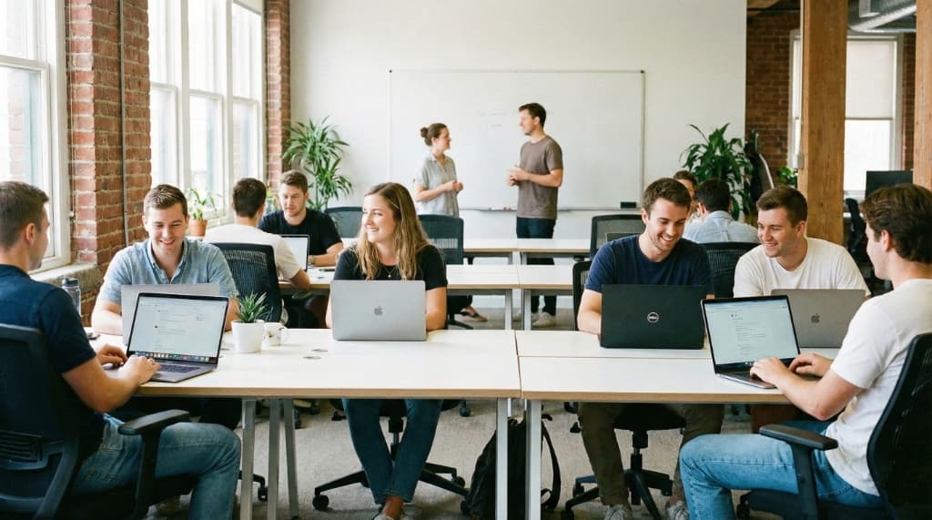 Equipo de Dibrand trabajando en oficinas modernas